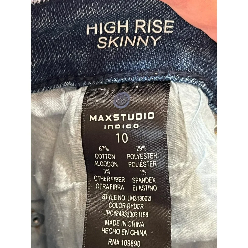 MaxStudio Ladies Hi-Rise Skinny Ankle Jeans Size 10